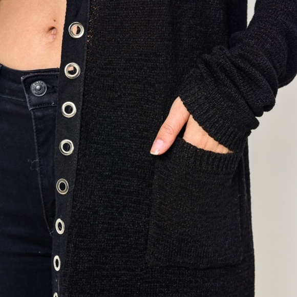 Gilli Black longline cardigan with hood - Picture 3 of 8